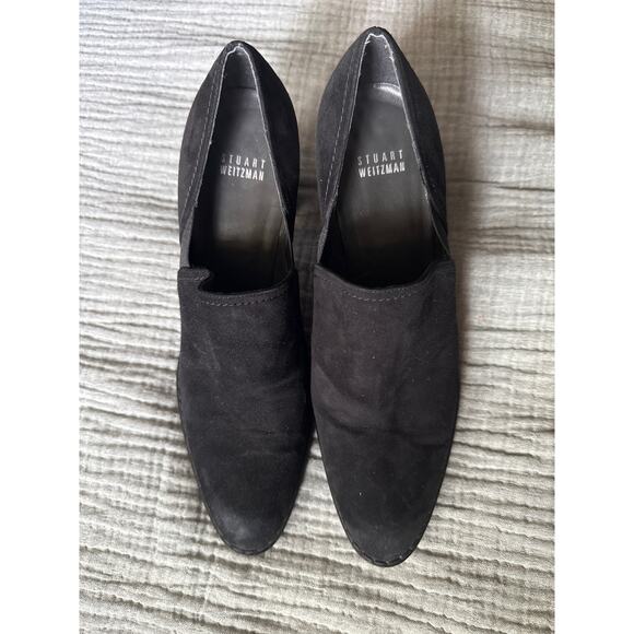 NWOT STUART WEITZMAN Corral Black Suede/Gores Bootie Ankle Boot Heels Size 10 - Picture 3 of 5